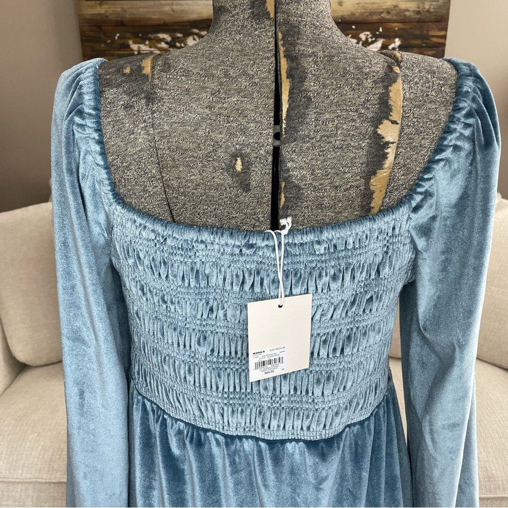 XS S M L XL XXL NWT LC Lauren Conrad blue velvet party babydoll dress - Picture 11 of 13